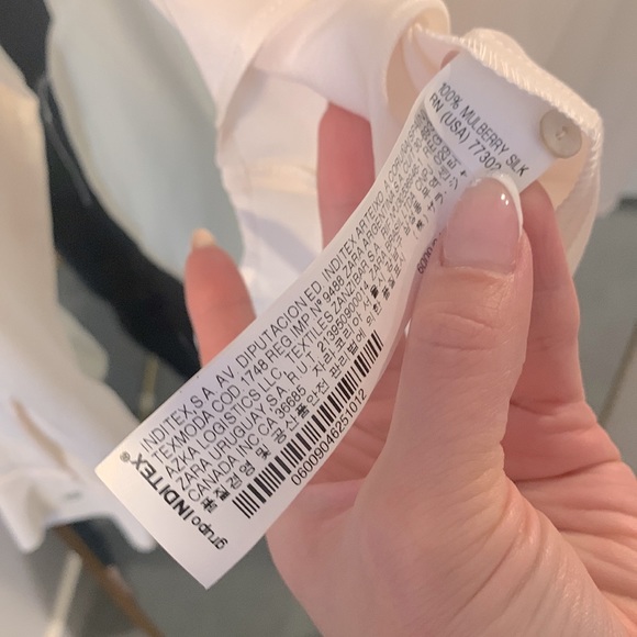 ZARA 100% Mulberry Silk Blouse with Neck Tie Attached Size XS NWOT - Picture 7 of 7